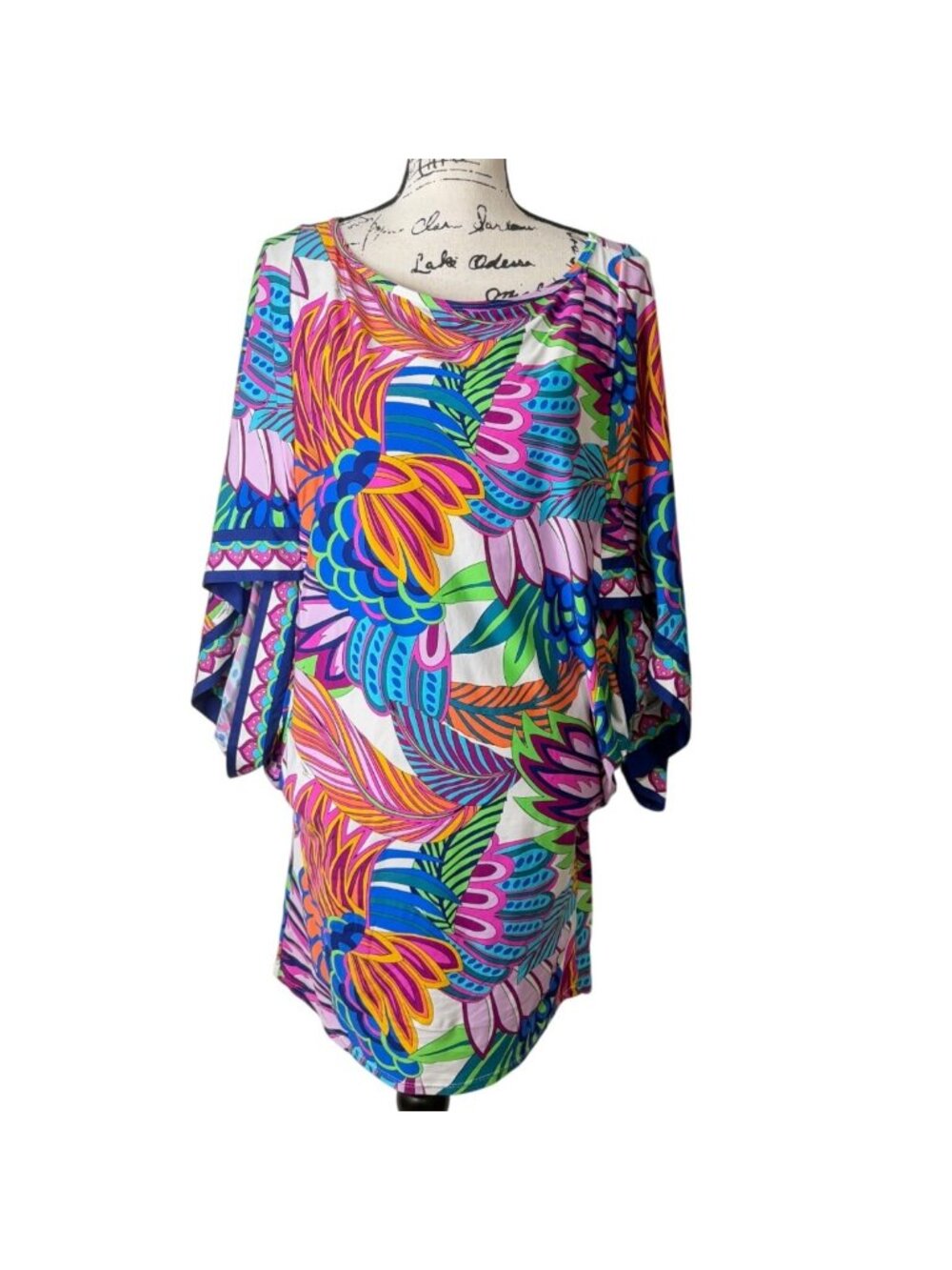 Trina Turk Womens Size M Paradise Plume Dress Swim Cover Up Tunic Tropical Beach